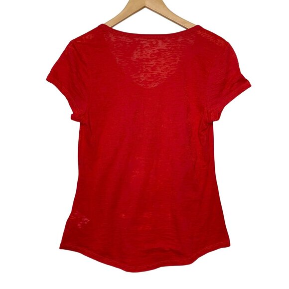 Made In the USA Graphic Tee Shirt Patriotic Heart Burnout Fitted Women's Size L - Picture 6 of 6